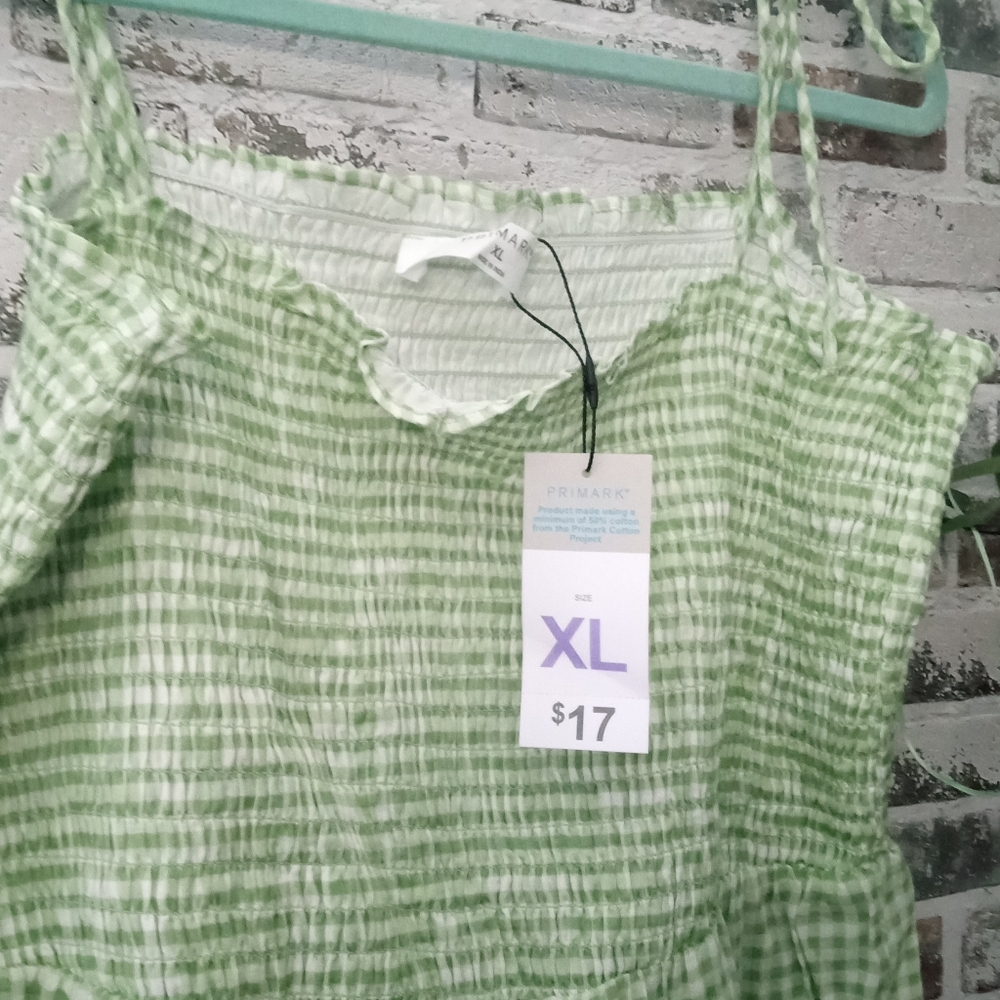 Primark Light Green Checkered Maxi Dress - Picture 3 of 7